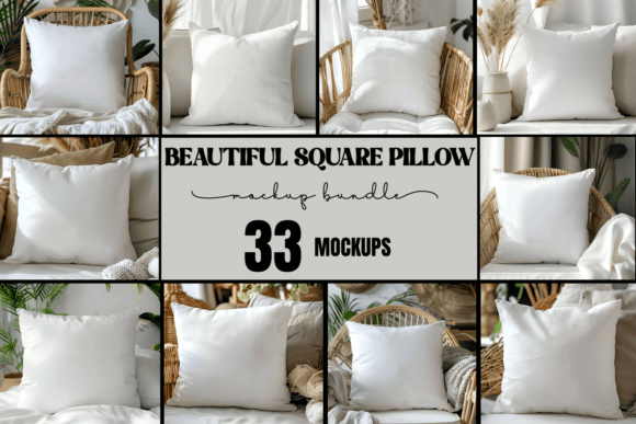 Pillow Mockup Bundle Gráfico Mockups de Productos Por CraftArt