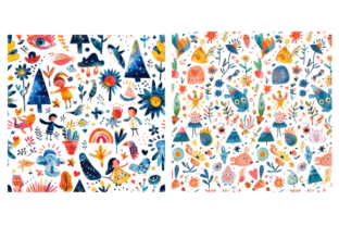 Playful Children's Drawings Patterns Graphic Patterns By pixargraph 3