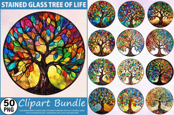 Stained Glass Tree of Life Sublimation Graphic Illustrations By Regulrcrative