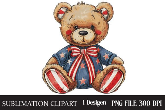 4th of July Teddy Bear Clipart Graphic Illustrations By CreativeCraft