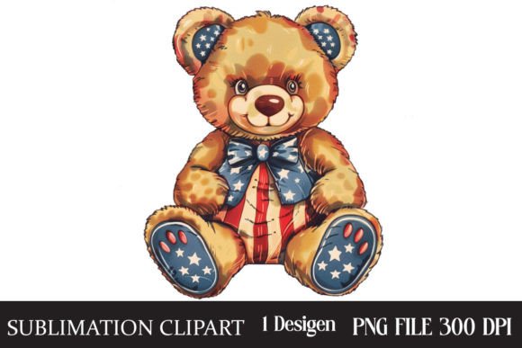 4th of July Teddy Bear Clipart Graphic Illustrations By CreativeCraft