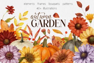 Autumn Garden Watercolor Illustration Illustrations Imprimables Par DervikArtStore 1