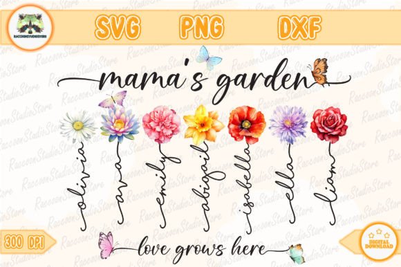 CUSTOM Mama's Garden Png Illustration Artisanat Par RaccoonStudioStore