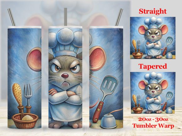 Funny Cartoon Mouse Cook Tumbler Illustration Graphiques AI Par efuture studio