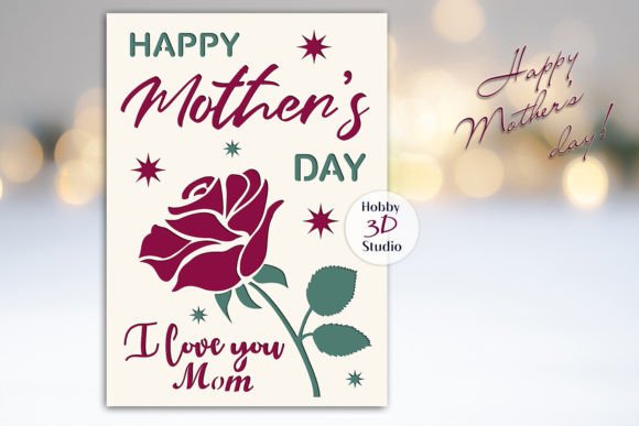 Mother's Day Card SVG, Colored Card SVG Graphic 3D SVG By Hobby3DStudio