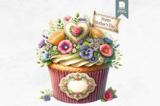Mother's Day Floral Cupcake Transparent Graphic AI Transparent PNGs By Bijou Bay