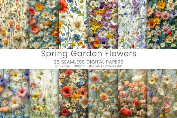Spring Garden Flowers Digital Papers Grafik Hintegründe Von Mehtap