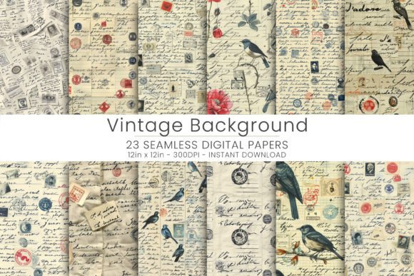 Vintage Background Digital Paper Graphic Patterns By Mehtap