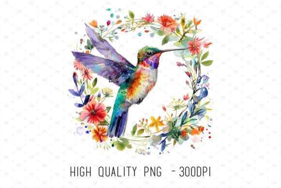 Watercolor Bird Floral Wreath Clipart Illustration Illustrations Imprimables Par ArtCursor