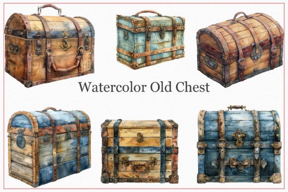 Watercolor Old Chest, PNG Afbeelding AI transparante PNG's Door Mehtap