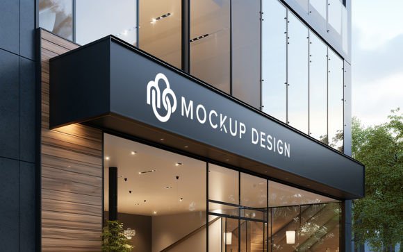 Modern Building Facade Sign Logo Mockup Graphic Product Mockups By Harry_de