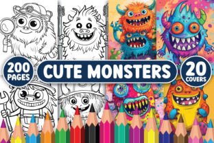 200 Cute Monsters Coloring Pages Graphic Coloring Pages & Books Kids By BrightMart 1