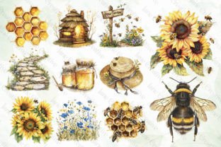 Bees Garden Sublimation Bundle Illustration Illustrations Imprimables Par JaneCreative 5