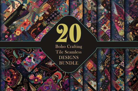 Boho Crafting Tile Seamless Gráfico Ilustrações para Impressão Por jijopero
