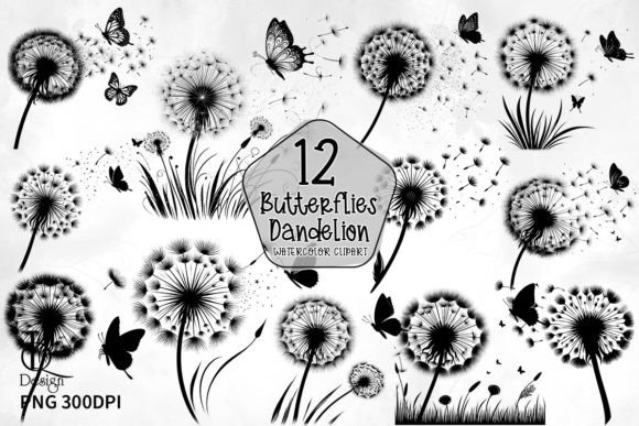 Butterflies Wish Dandelion Clipart PNG Graphic Illustrations By LQ Design