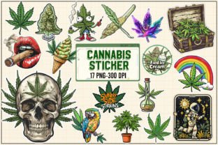 Cannabis Sticker Sublimation Bundle Gráfico Ilustrações para Impressão Por DS.Art 1
