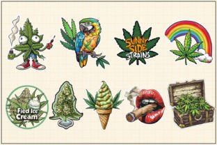 Cannabis Sticker Sublimation Bundle Gráfico Ilustrações para Impressão Por DS.Art 3