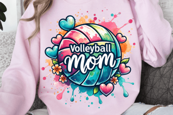 Colorful Hearts Volleyball Mom Png Graphic T-shirt Designs By Ozzie Digital Art