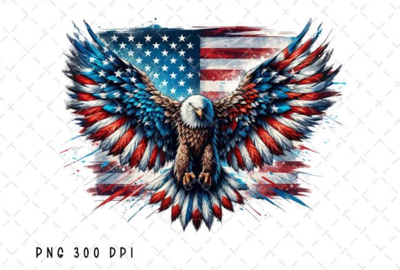 Eagle USA Flag Patriotic 4th of July PNG Illustration Illustrations Imprimables Par Flora Co Studio