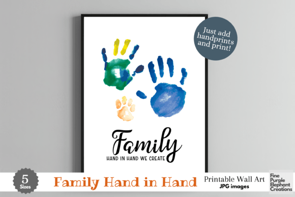 Family Hand Hold Handprint Art Print Graphic Print Templates By finepurpleelephant