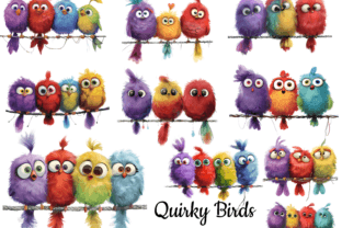 Funny Quirky Birds Clipart, Birds on Wir Graphic AI Transparent PNGs By trendytrovedigital 1