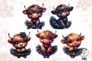 Highland Cow Ballerina Clipart PNG Graphic Illustrations By mfreem 2