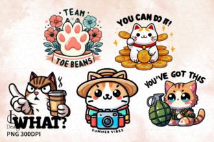 Kawaii Cat with Quotes Stickers Clipart Graphic Crafts By LQ Design 5