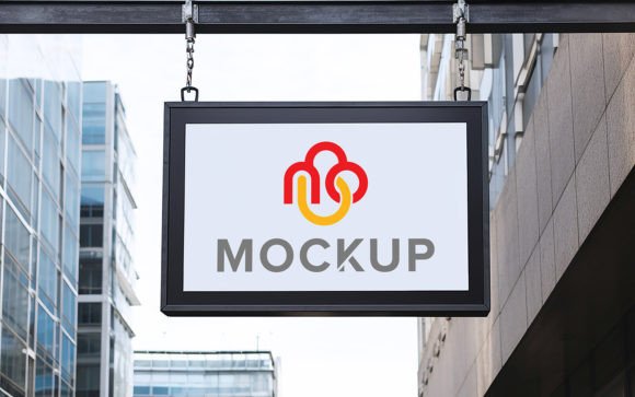 Logo Mockup Modern White Hang Sign Graphic Product Mockups By Harry_de