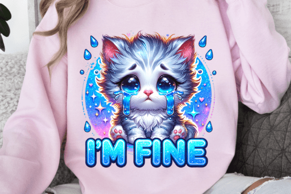 Sad Kitten I'm Fine Png Graphic T-shirt Designs By Ozzie Digital Art