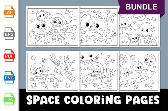 Space Coloring Pages for Kids Grafik Ausmalseiten & Malbücher für Kinder Von Color moon