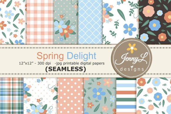 Spring / Summer SEAMLESS Digital Papers Graphic Patterns By jennyL_designs
