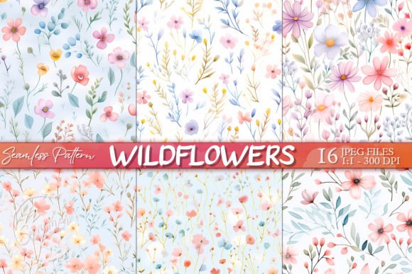 Tiny Wildflowers Pattern, Spring Pastel Graphic Patterns By Summer Digital Design