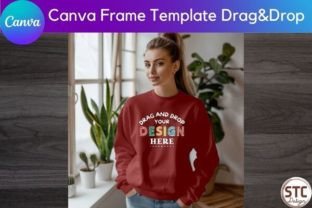 Women Sweatshirt Mockup Canva Frame Grafik Produktmodelle (Mockups) Von num-STC 2