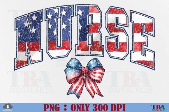4th of July Nurse PNG Retro Coquette Bow Graphic T-shirt Designs By TBA Digital Files