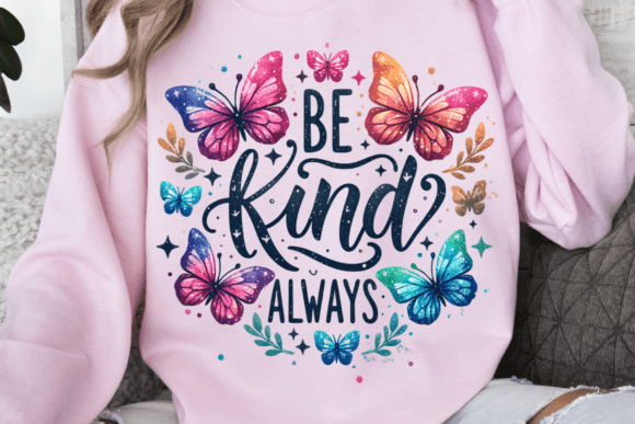 Be Kind Always Colorful Butterflies Png Graphic T-shirt Designs By Ozzie Digital Art