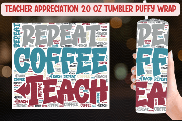 Coffee Teach Repeat Teacher Appreciation Illustration Artisanat Par Babydell Art