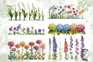 Colorful Flower Row Clipart PNG Graphic Illustrations By mfreem 2