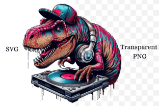 DJ T Rex Urban Dinosaur Laser Cut Cricut Graphic Scene Generators By Lara' s Designs 1
