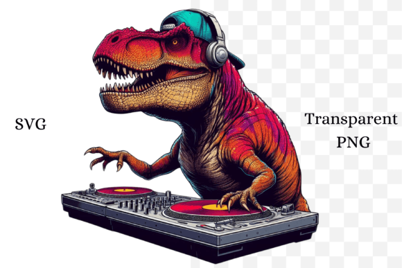 DJ Tyrannosaurus Urban Music SVG PNG Graphic Scene Generators By Lara' s Designs
