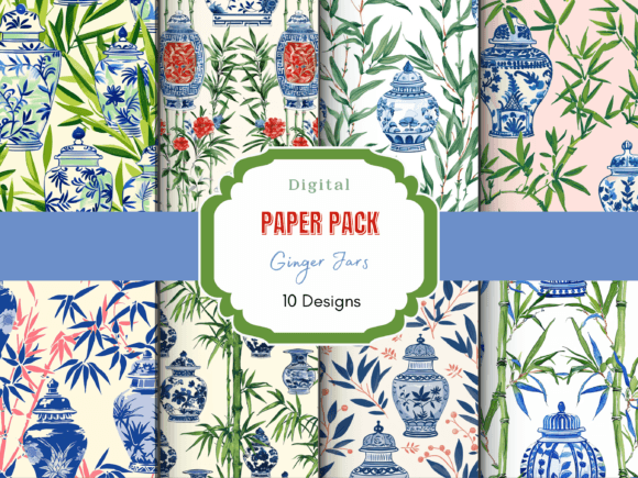 Ginger Jar Bamboo Chinese Pattern Graphic Patterns By Mystic Mountain Press