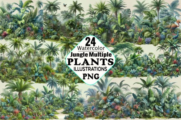 Jungle Multiple Plants Clipart Bundle Grafik Druckbare Illustrationen Von SVGArt
