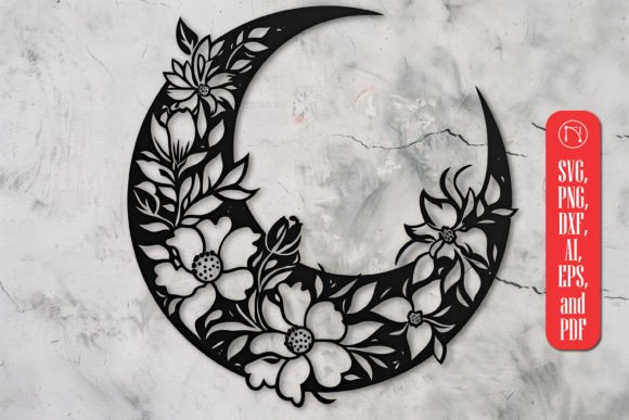 Laser Cut Floral Moon SVG File Graphic 3D SVG By NGISED