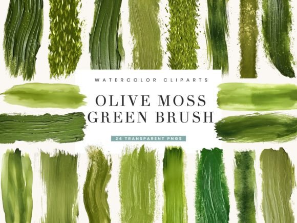Olive Moss Green Brush Stroke Clipart Illustration Illustrations Imprimables Par busydaydesign