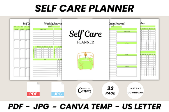 Self Care Planner Canva Template Gráfico Modelos de Impressão Por DIGITAL PRINT BOX