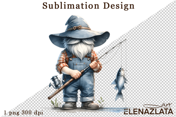 Watercolor Gnome Clipart Sublimation Png Gráfico Ilustrações para Impressão Por ElenaZlataArt