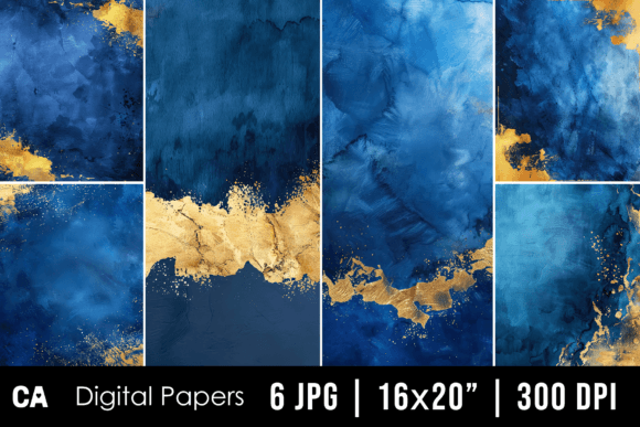 Watercolor Gold Blue Backgrounds Texture Graphic Backgrounds By Chinnisha Arts