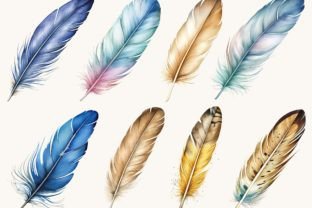 Watercolor Natural Feathers Clipart Graphic Illustrations By busydaydesign 2