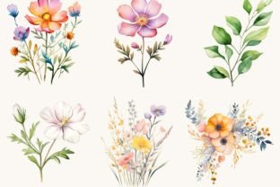 Watercolor Wild Flower Clipart Bundle Graphic Illustrations By busydaydesign 2