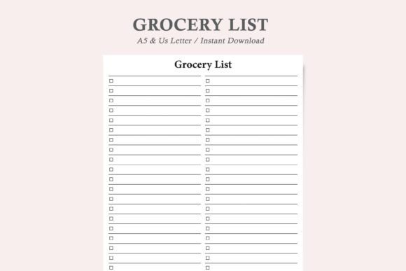 Groceries List,grocery List Template Graphic KDP Interiors By watercolortheme