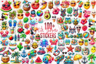 100+ Cute Summer Stickers Bundle Graphic Illustrations By Aspect_Studio 1